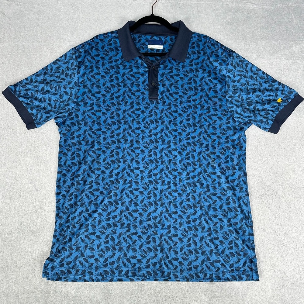 Jack Nicklaus All Over Print Polo Men's XL Staydri Blue Leaves Golden Bear Golf
